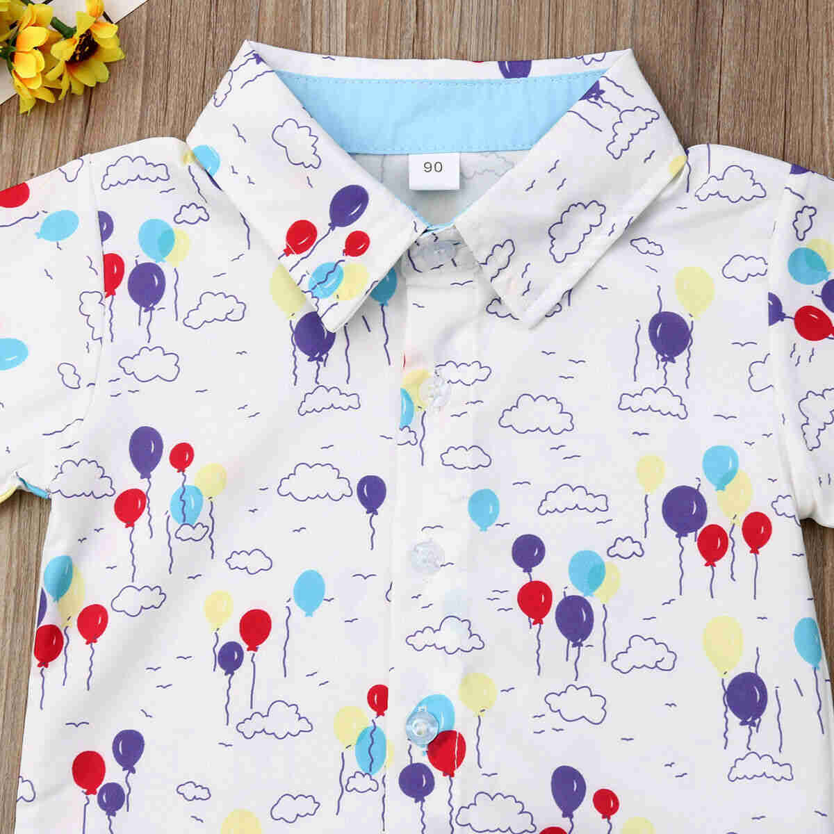 2019 Baby Summer Clothing Toddler Boy Formal Suit Flower Dress Shirt and Shorts Outfit Set (2Pcs) - Balls Print, Ages 1-6Y