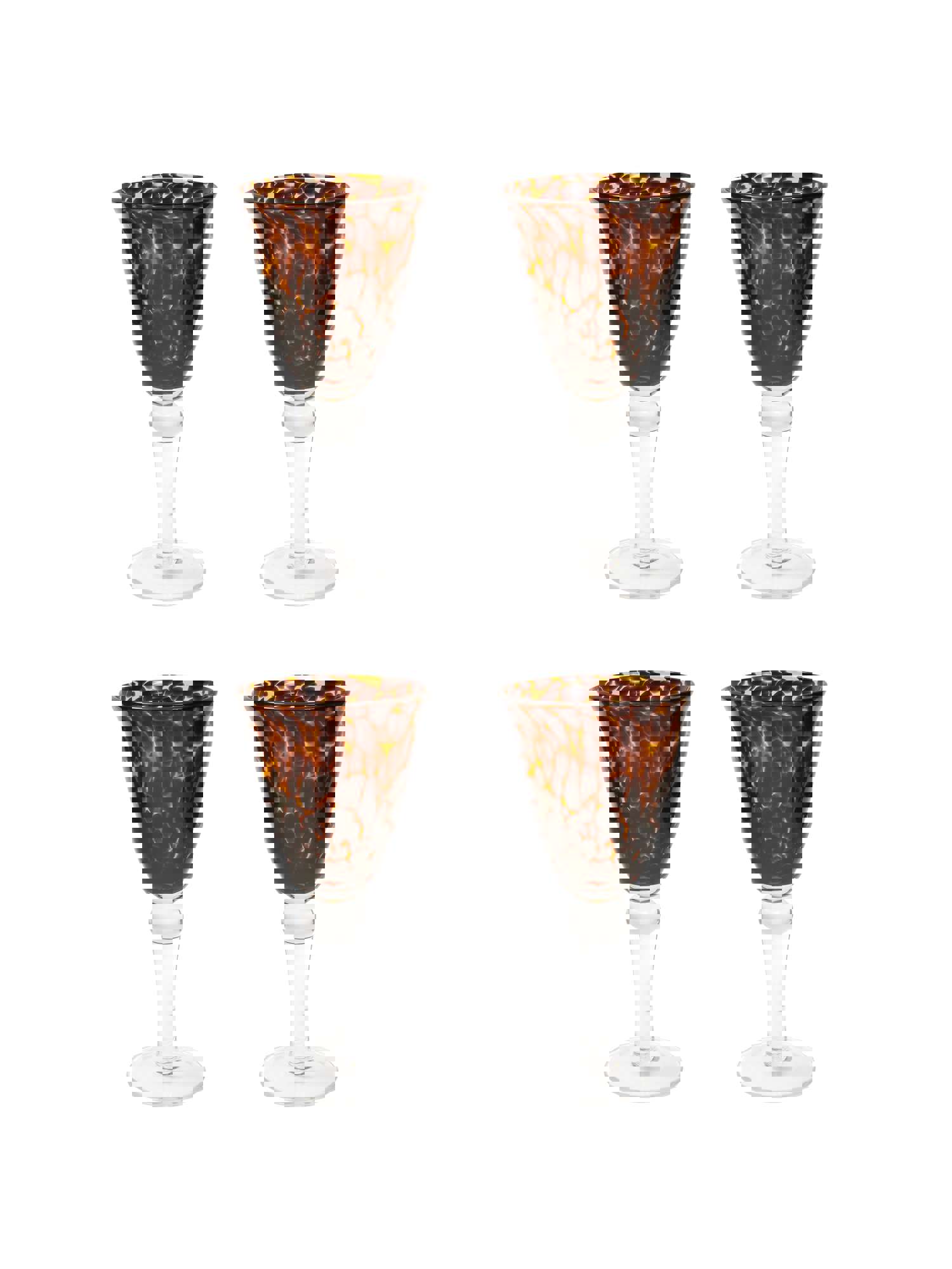 Vintage 1950s Italian Tortoise Shell Wine Glasses - Set of 4