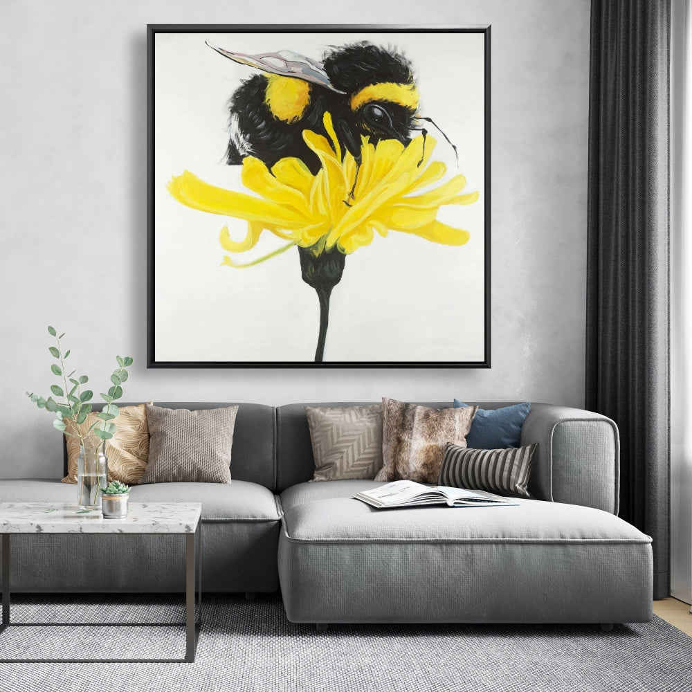 Bumblebee On A Dandelion - Fine Art Gallery Wrapped Canvas (24x36)