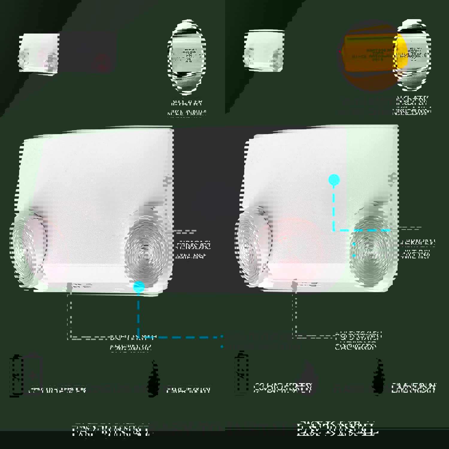 Ciata Emergency Lights LED with Backup Battery, Adjustable Heads for Commercial or Industrial Use - 2 Pack