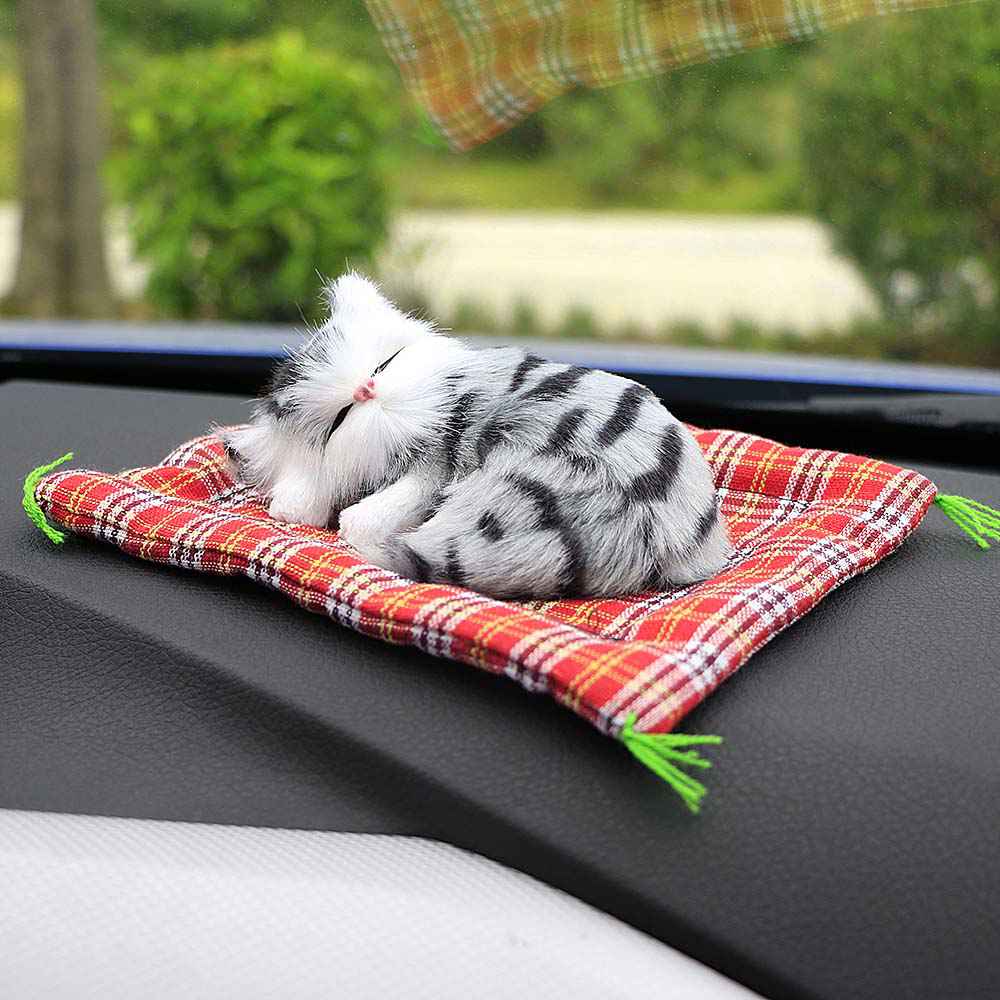 Cute Simulation Sleeping Cats Car Ornaments - Lovely Plush Kittens Doll Toy for Children