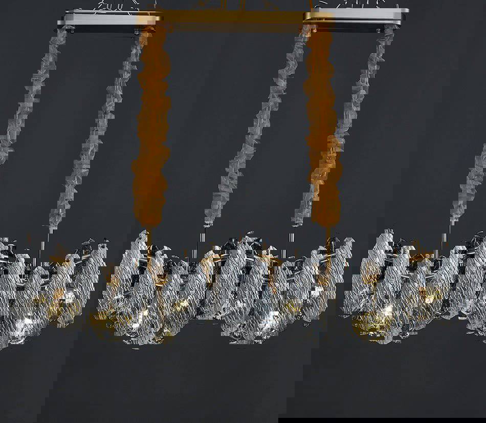 MIRODEMI® Smoke Gray/White Glass Rectangle Modern Chandelier for Kitchen Island