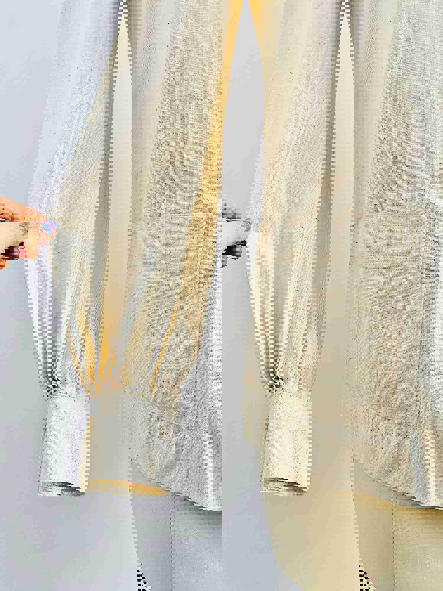 Vintage 1970s White Linen Jacket with Balloon Sleeves
