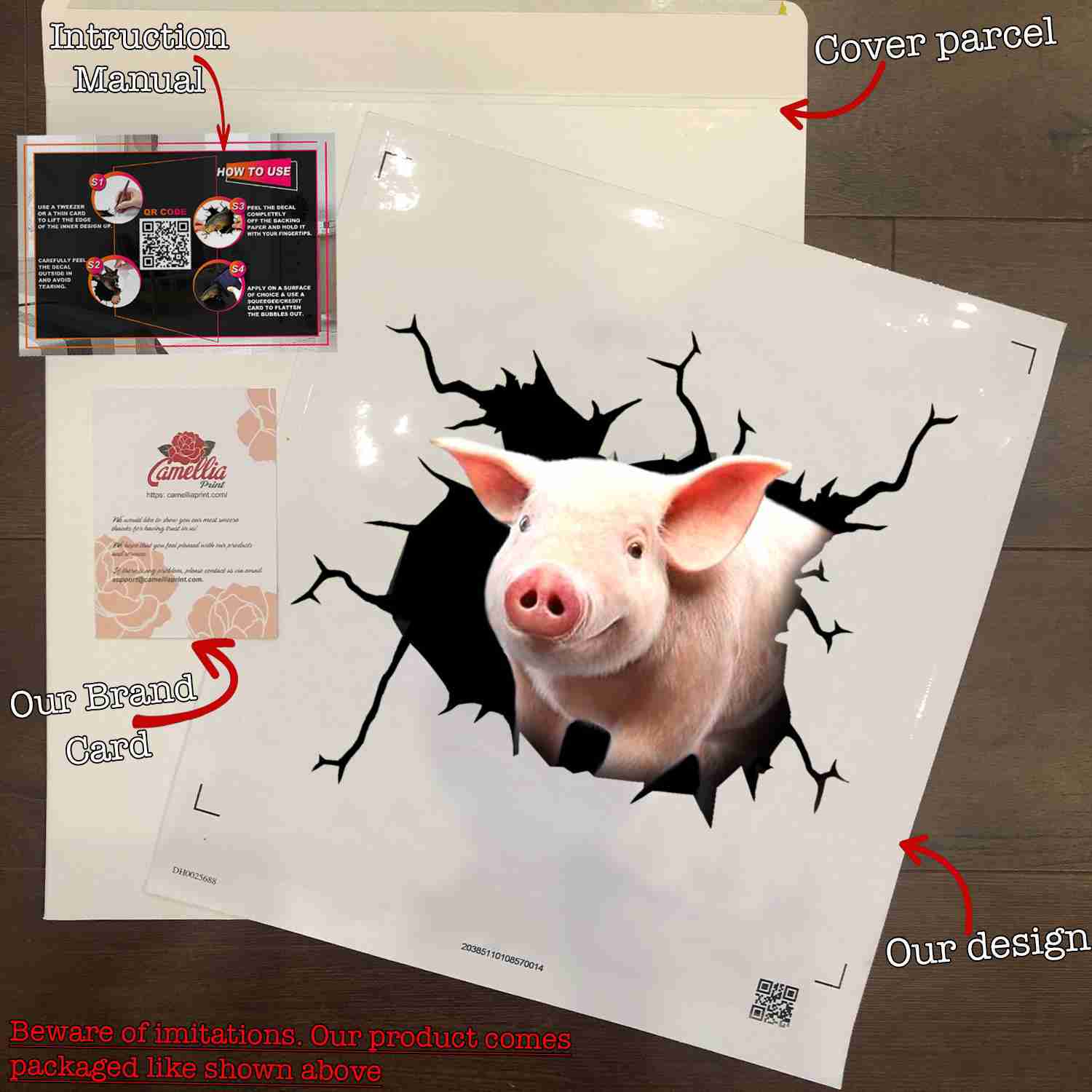 Pig Crack Sticker For Car Window - Fun Black And White Stickers Valentine Gift For Boyfriend