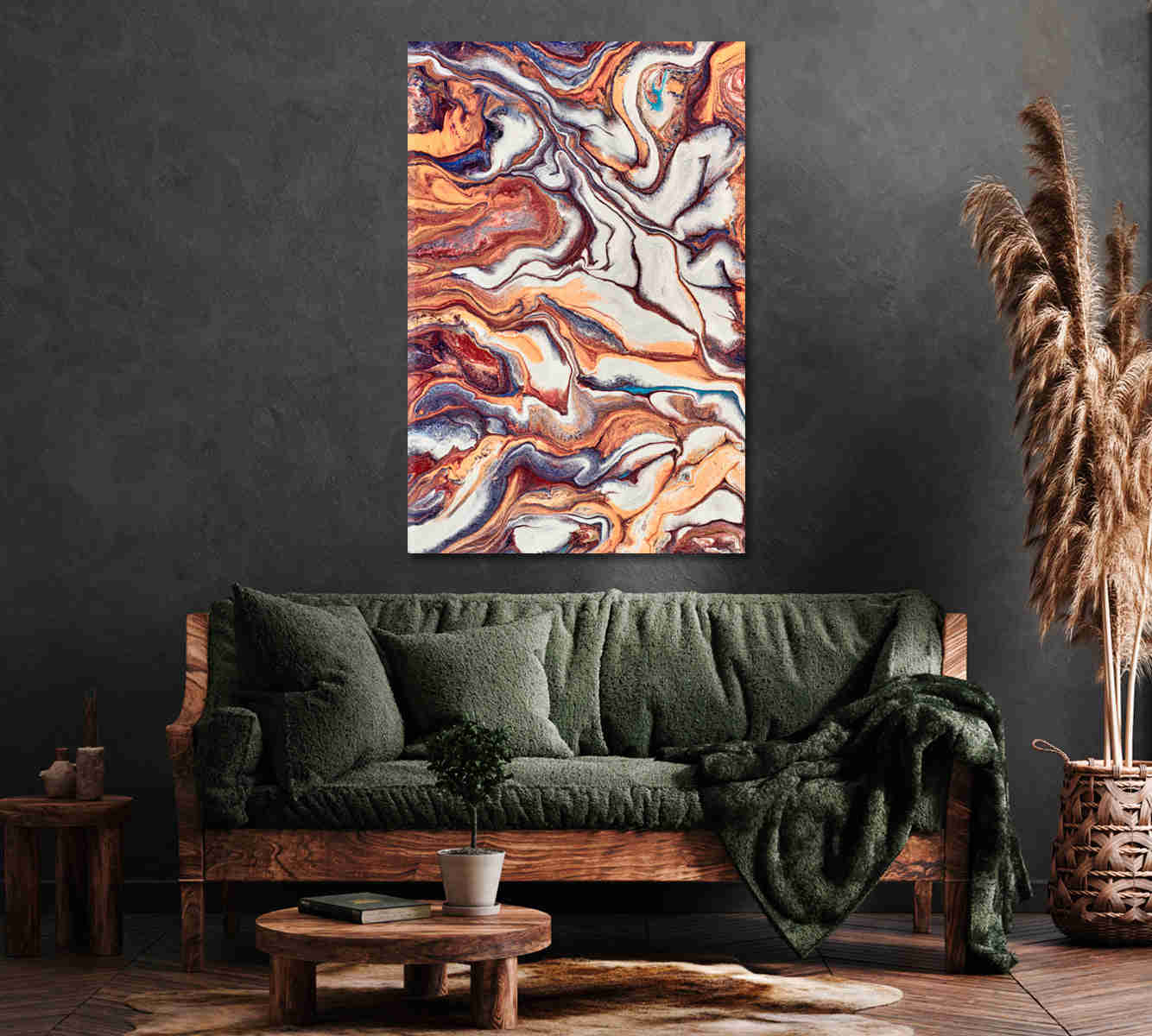 Modern Marble Fluid Art Canvas Print for Home and Office Decor
