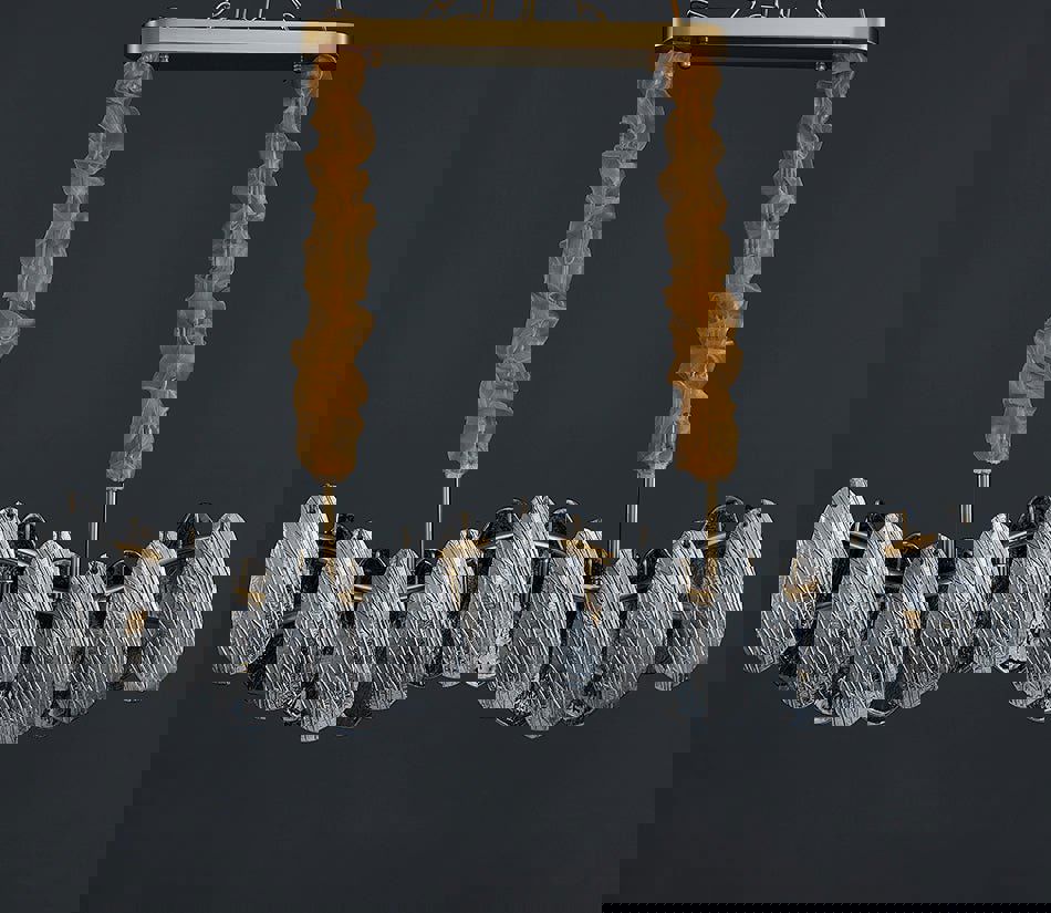 MIRODEMI® Smoke Gray/White Glass Rectangle Modern Chandelier for Kitchen Island