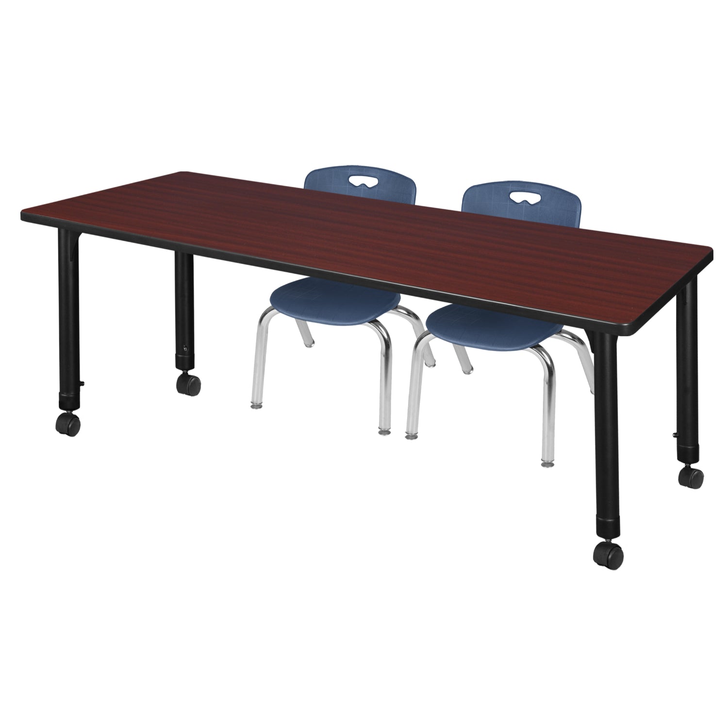 Kee Classroom Table and Chair Package - Adjustable Height Table with 2 Stack Chairs