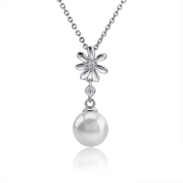 Pearl Wild Tiare Pendant - 925 Sterling Silver with Pearl and Topaz