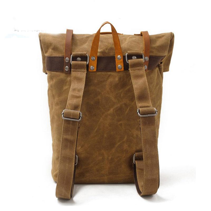 Cool Waxed Canvas Leather Men's Backpack - Durable Travel & School Bag