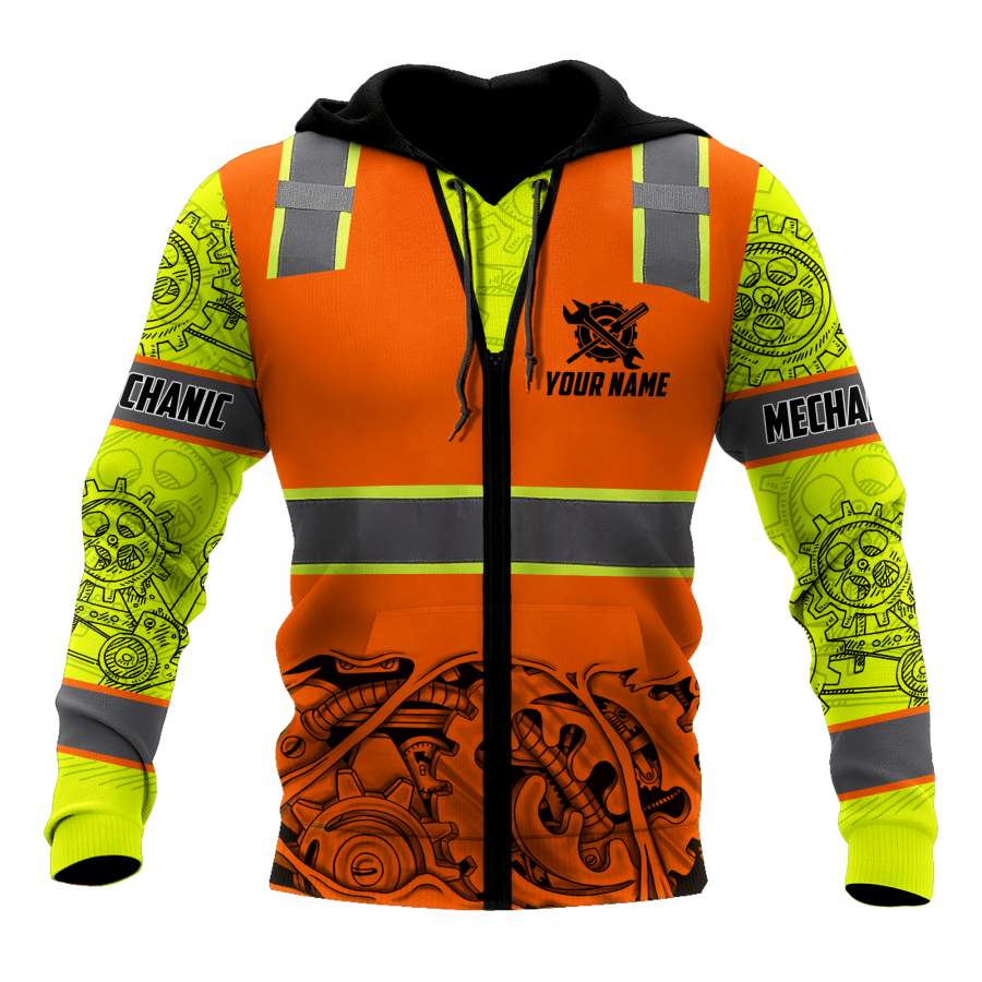 Joycorners Custom Name Mechanic Safety Printed 3D Hoodie