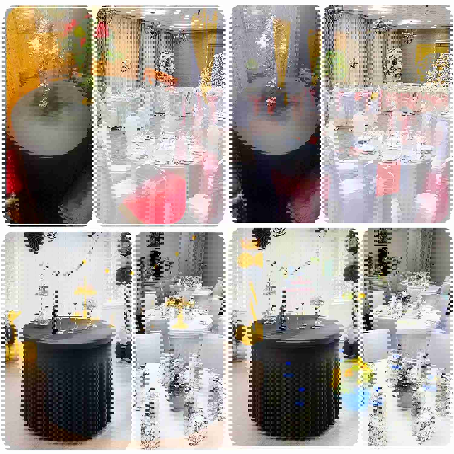 Ivory Wavy Spandex Fitted Round 1-Piece Tablecloth Table Skirt - 5ft