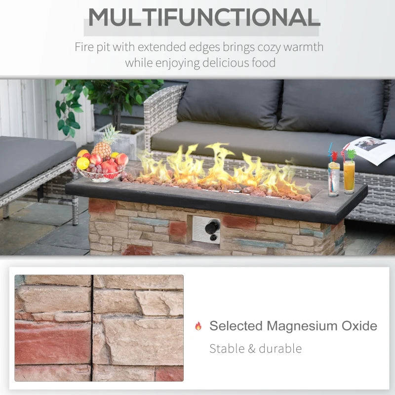 Outsunny 48 Inch Outdoor Propane Gas Fire Pit Table with Auto-Ignition and Rain Cover