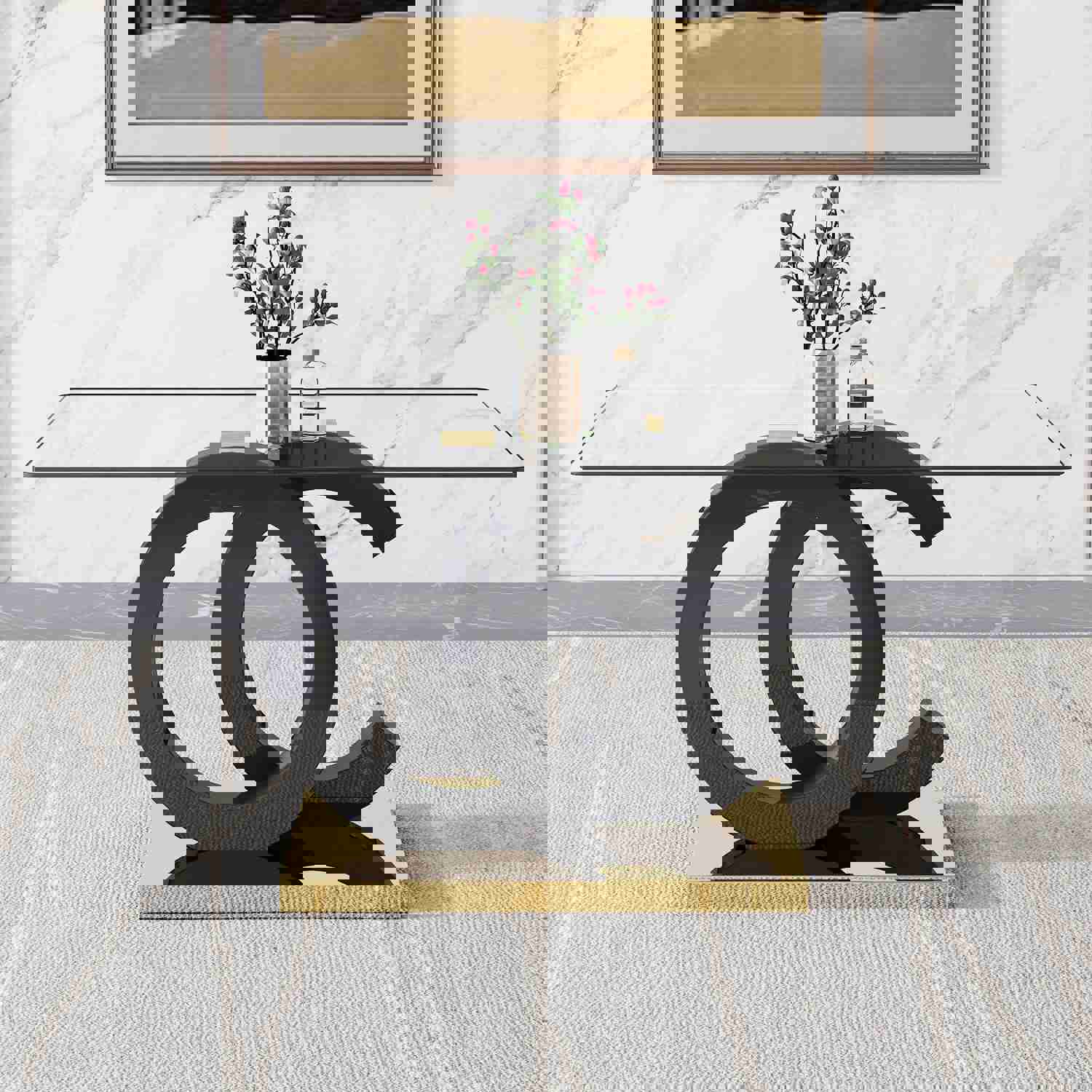 Large Modern Minimalist Rectangular Glass Dining Table for 6-8 People