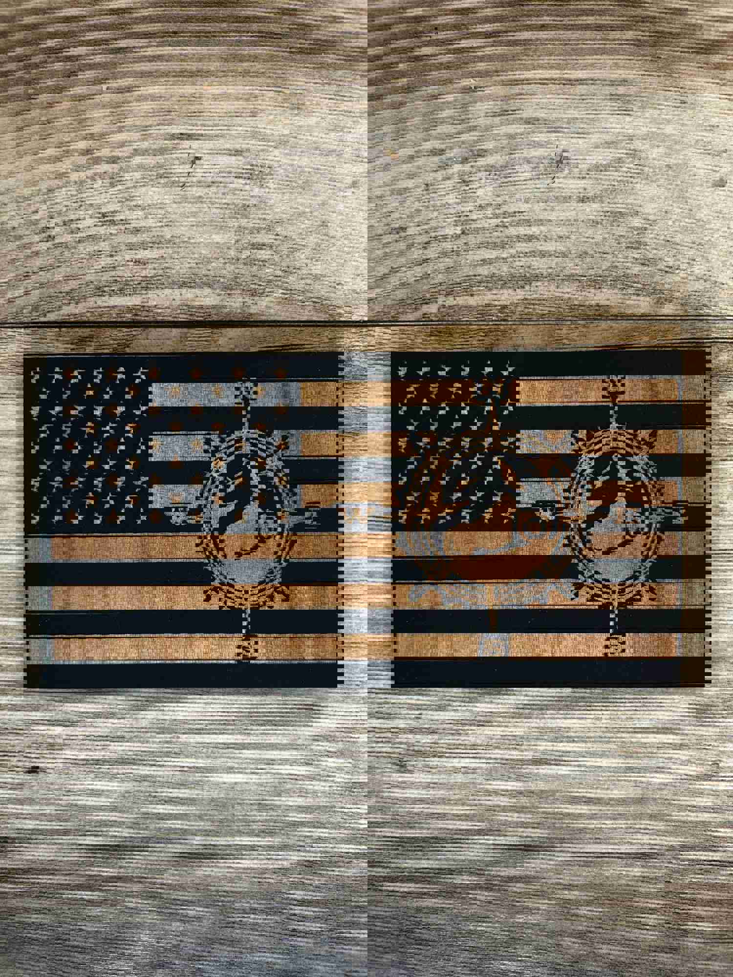 Motorcycle American Wood Flag - Patriotic Motorcycle Decor & Gift