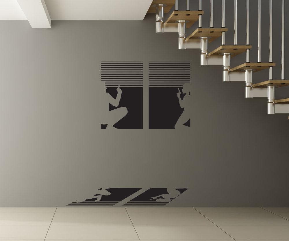 Vinyl Wall Decal Sticker Secret Agents in Window #OS_DC679 - Removable & Easy to Apply
