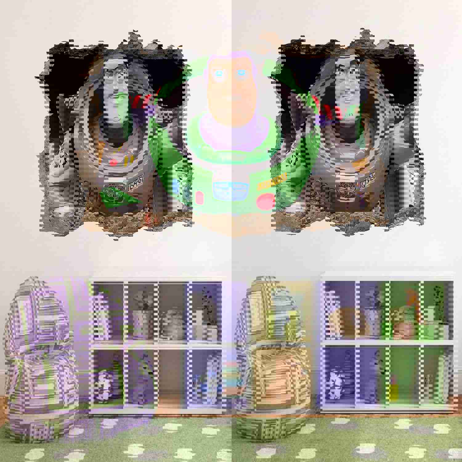 Buzz Lightyear Toy Story 3D Smashed Broken Decal Wall Sticker J1010