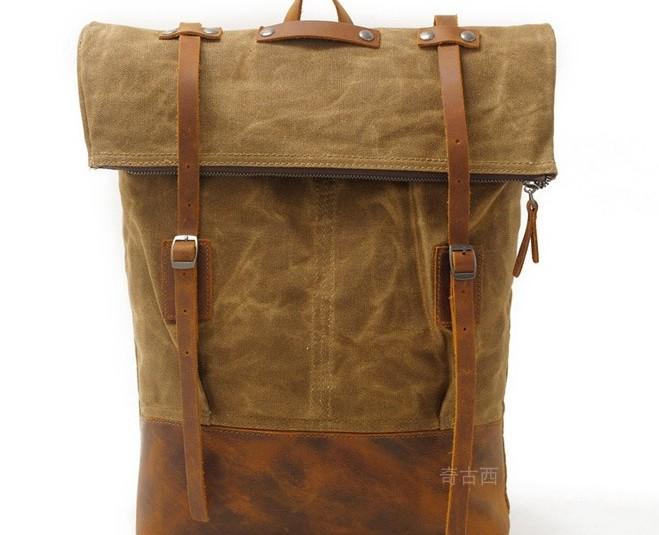 Cool Waxed Canvas Leather Men's Backpack - Durable Travel & School Bag