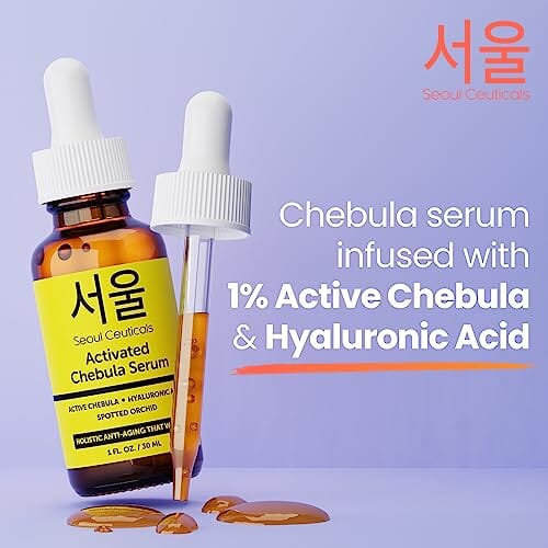 SeoulCeuticals Chebula Active Serum For Face - Korean Anti-Aging Skincare with Hyaluronic Acid & Spotted Orchid