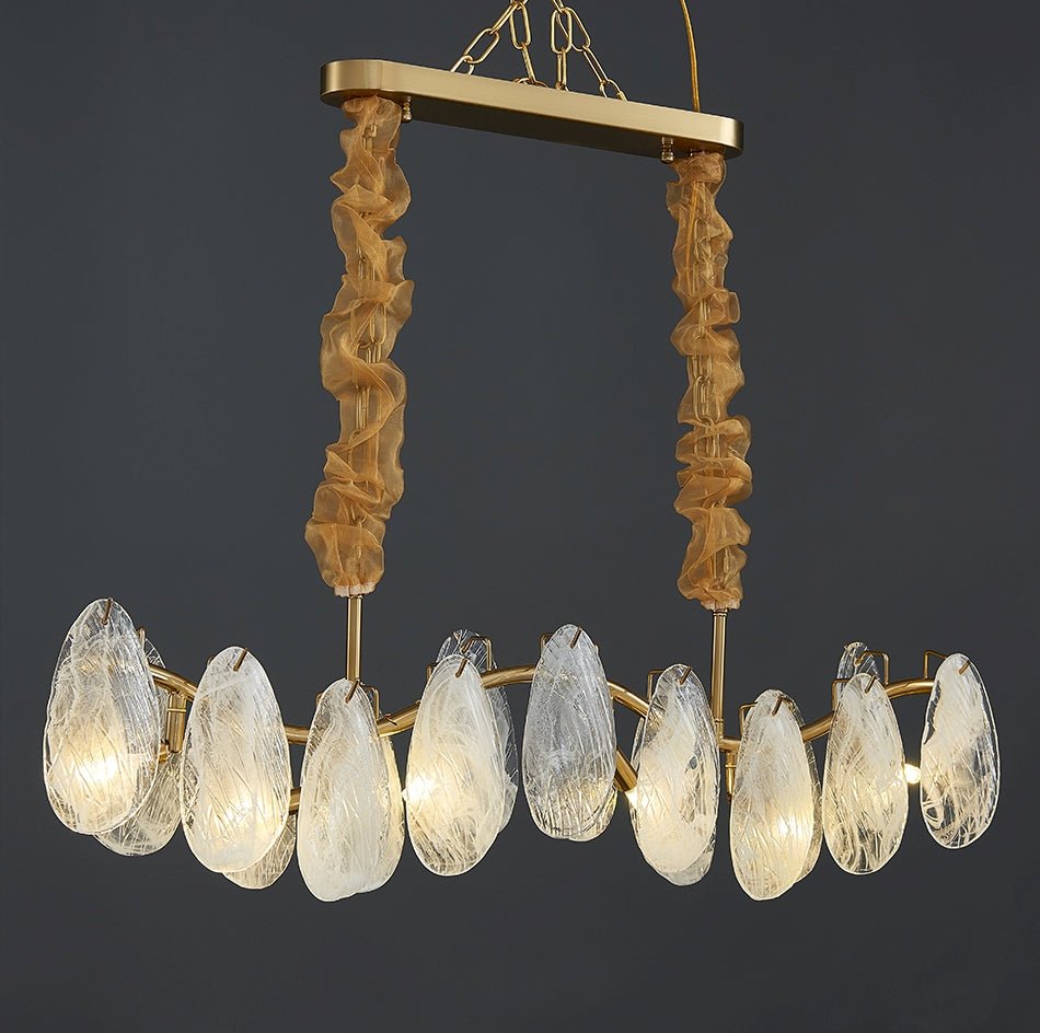 MIRODEMI® Smoke Gray/White Glass Rectangle Modern Chandelier for Kitchen Island