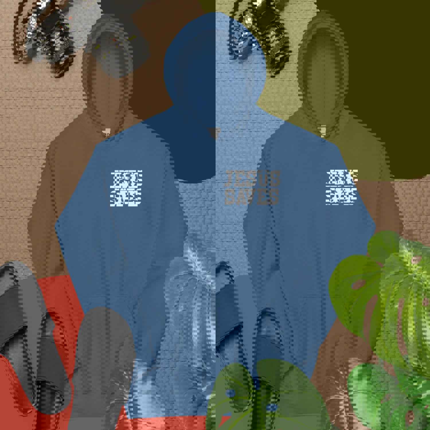 F&H Christian Jesus Saves Mens Two Sided Hoodie