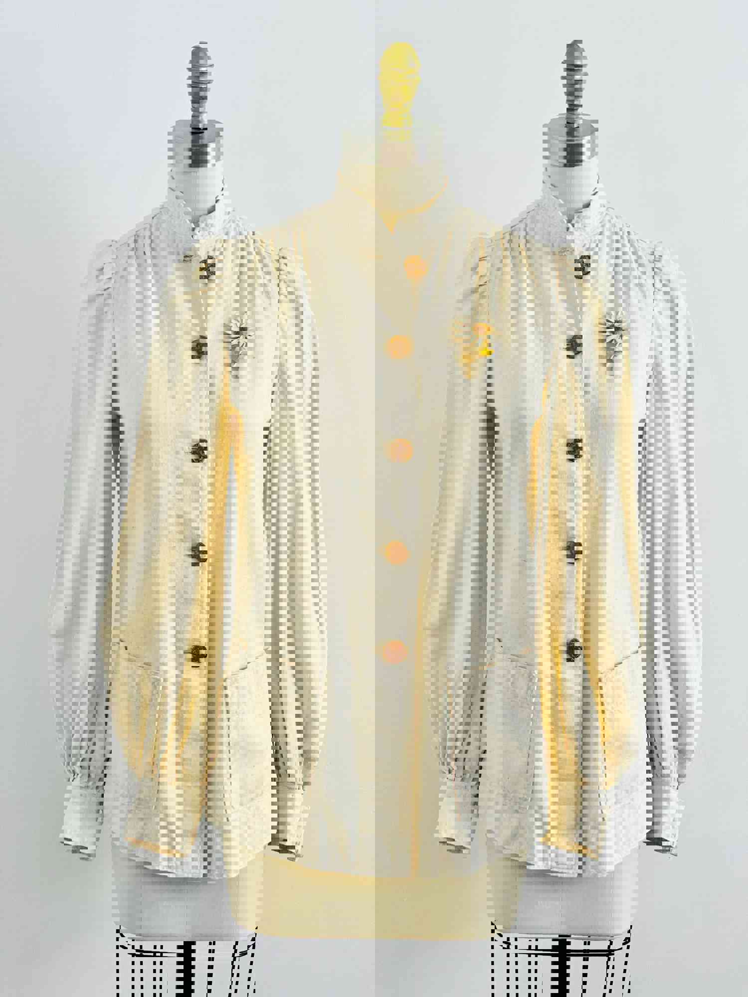 Vintage 1970s White Linen Jacket with Balloon Sleeves