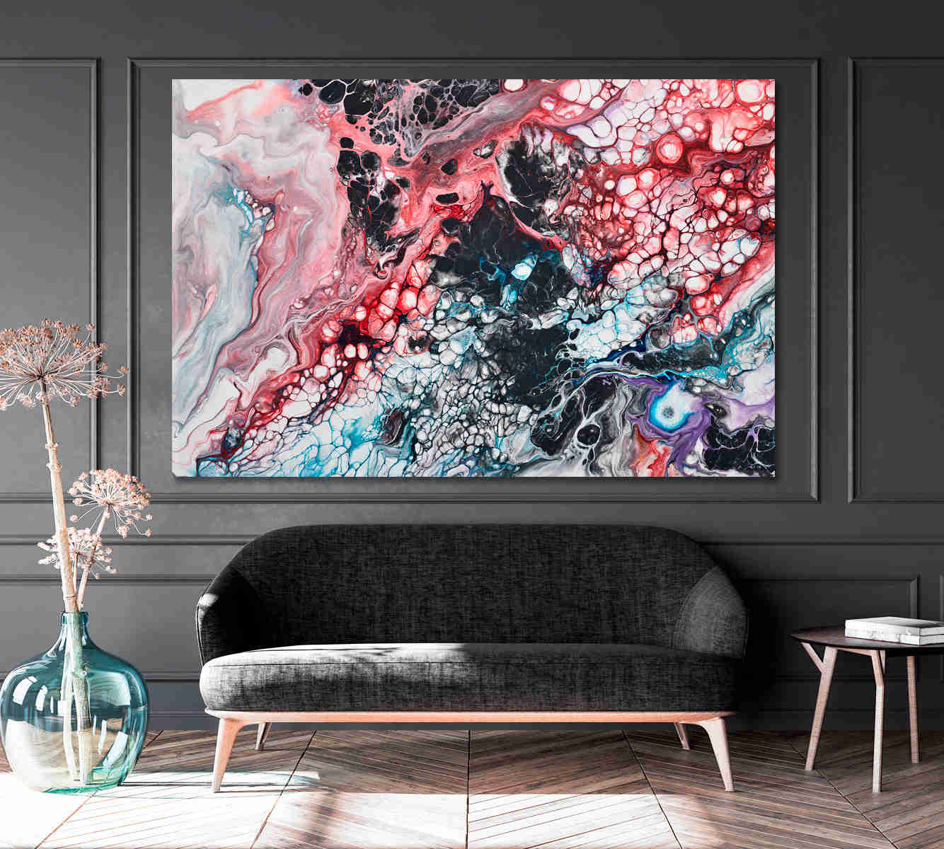 Abstract Mixing Paints Marble Fluid Art Canvas Print
