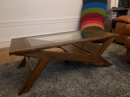48 D Rectangular Wood Cocktail Table with Warm Brown Finish