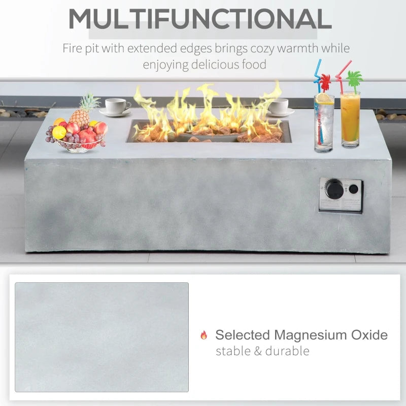 Outsunny 48 Inch Outdoor Propane Gas Fire Pit Table with Auto-Ignition and Rain Cover