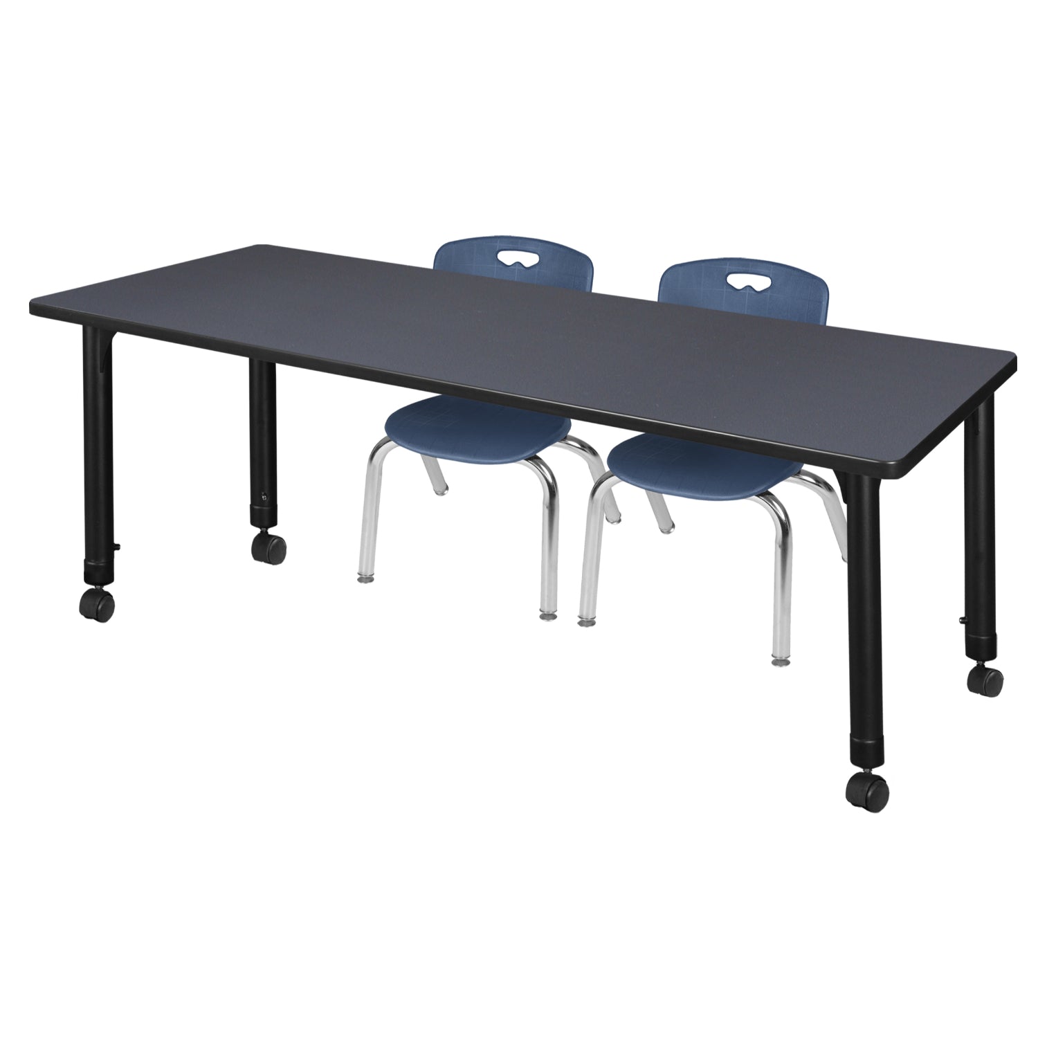 Kee Classroom Table and Chair Package - Adjustable Height Table with 2 Stack Chairs