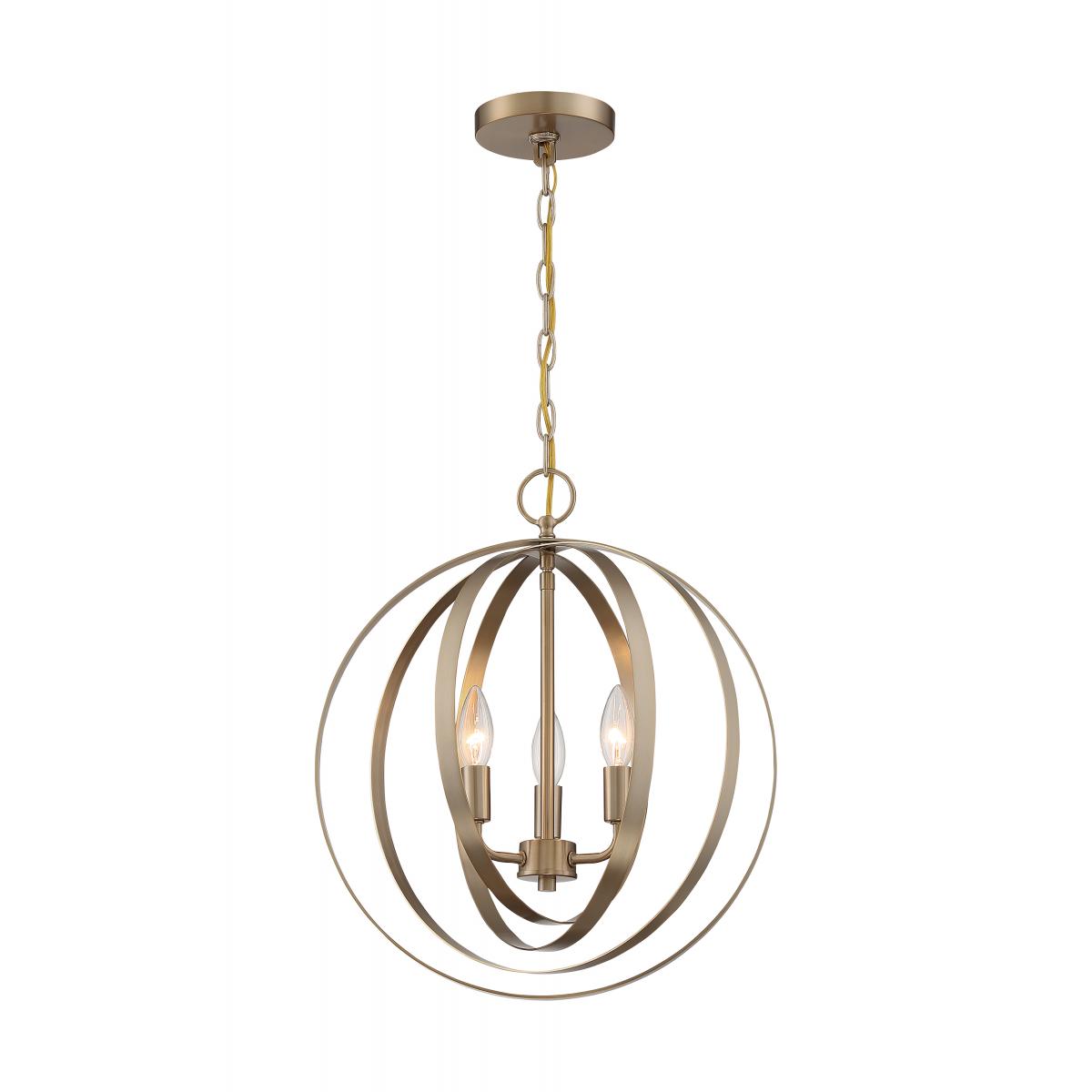 Pendleton 3LT Pendant - 3 Light Pendant with Burnished Brass Finish