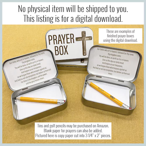 Prayer Box Printable for Altoid Tin Craft - The Lords Prayer Activity