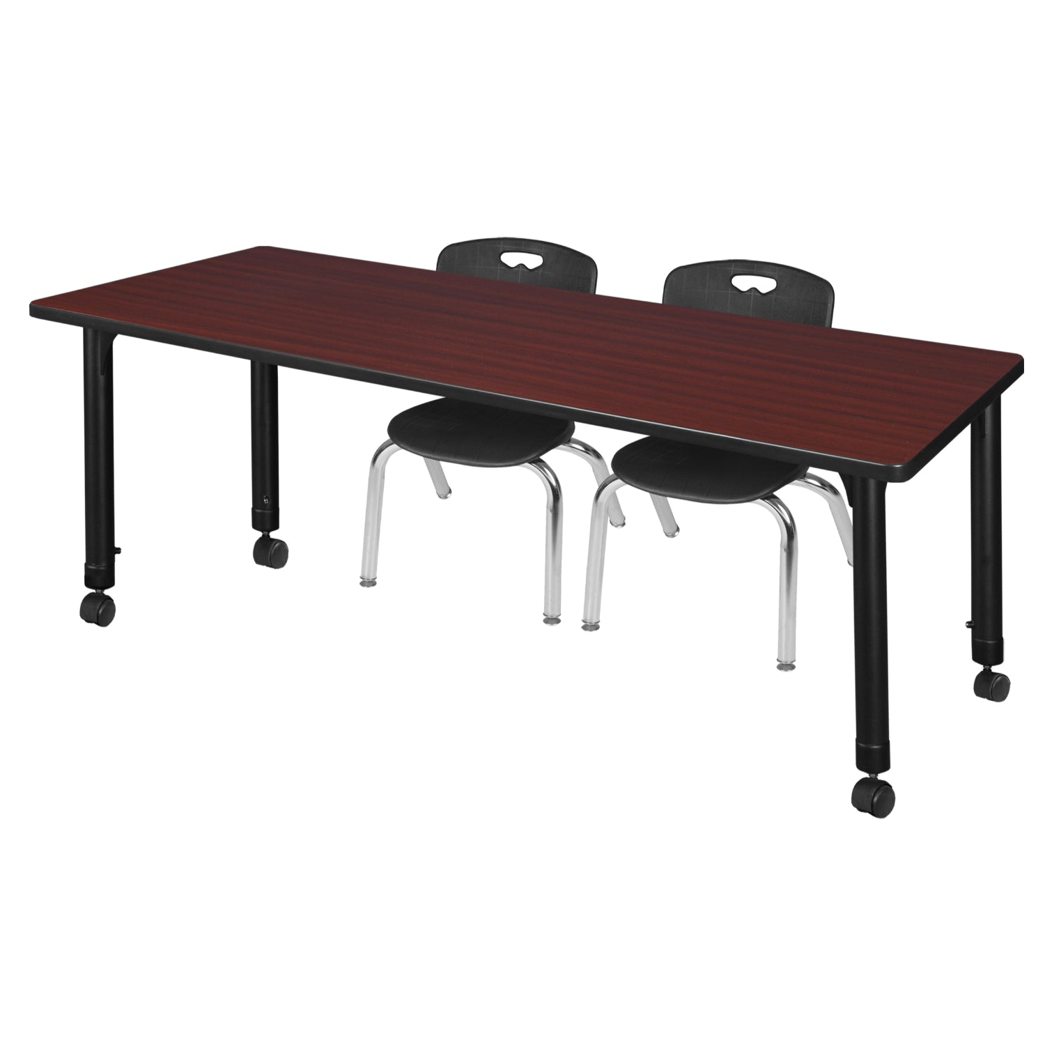 Kee Classroom Table and Chair Package - Adjustable Height Table with 2 Stack Chairs