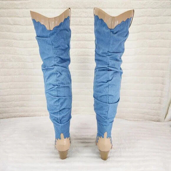 Western Denim OTK Thigh High Slouch Cowboy Boots