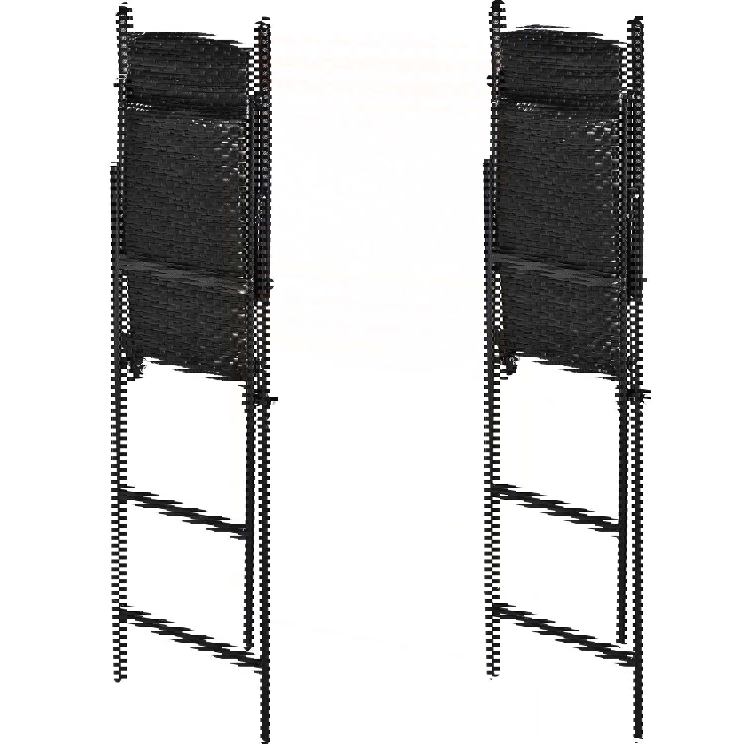 TOPMAX Outdoor Patio PE Wicker 5-Piece Counter Height Dining Table Set with Umbrella Hole and 4 Foldable Chairs, Brown