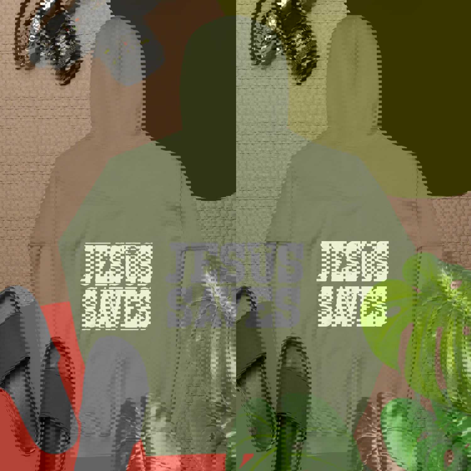 F&H Christian Jesus Saves Mens Two Sided Hoodie