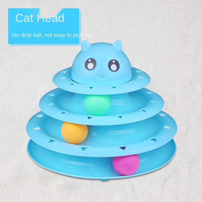 Interactive Cat Toys Turntable Balls 4-Layer Play Track Plate for Indoor Cats and Kittens