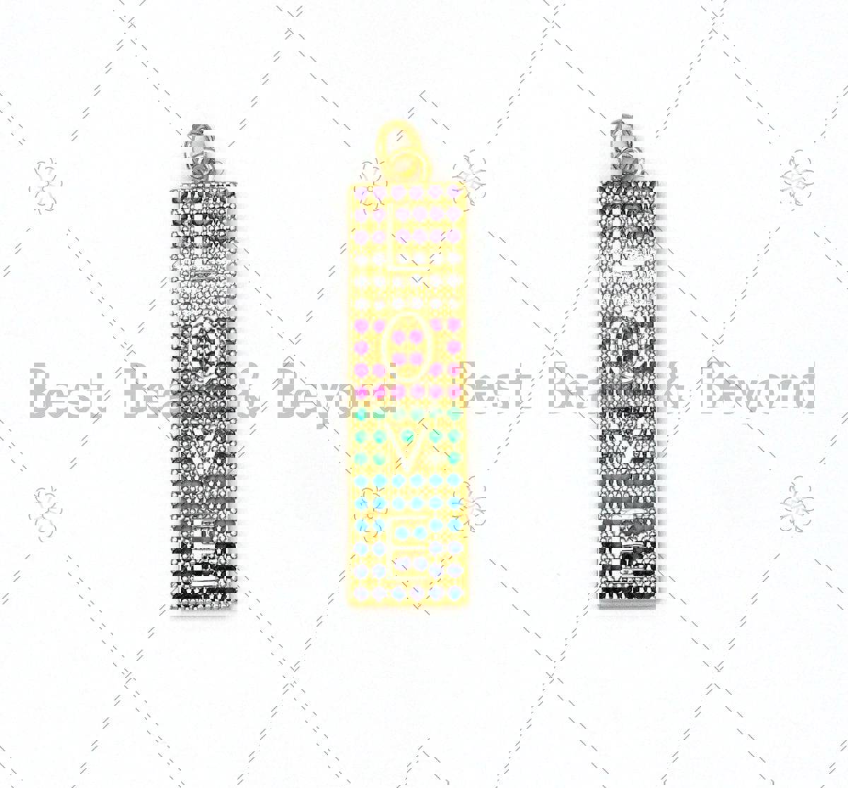 Colorful CZ Micro Pave Love Word Pendant - 18K Gold Filled Charm for Necklace & Bracelet