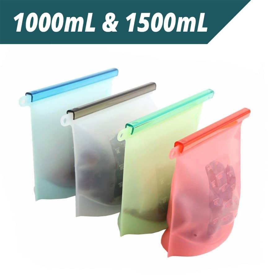 Reusable Silicone Food Storage Bags 4 Pcs Set