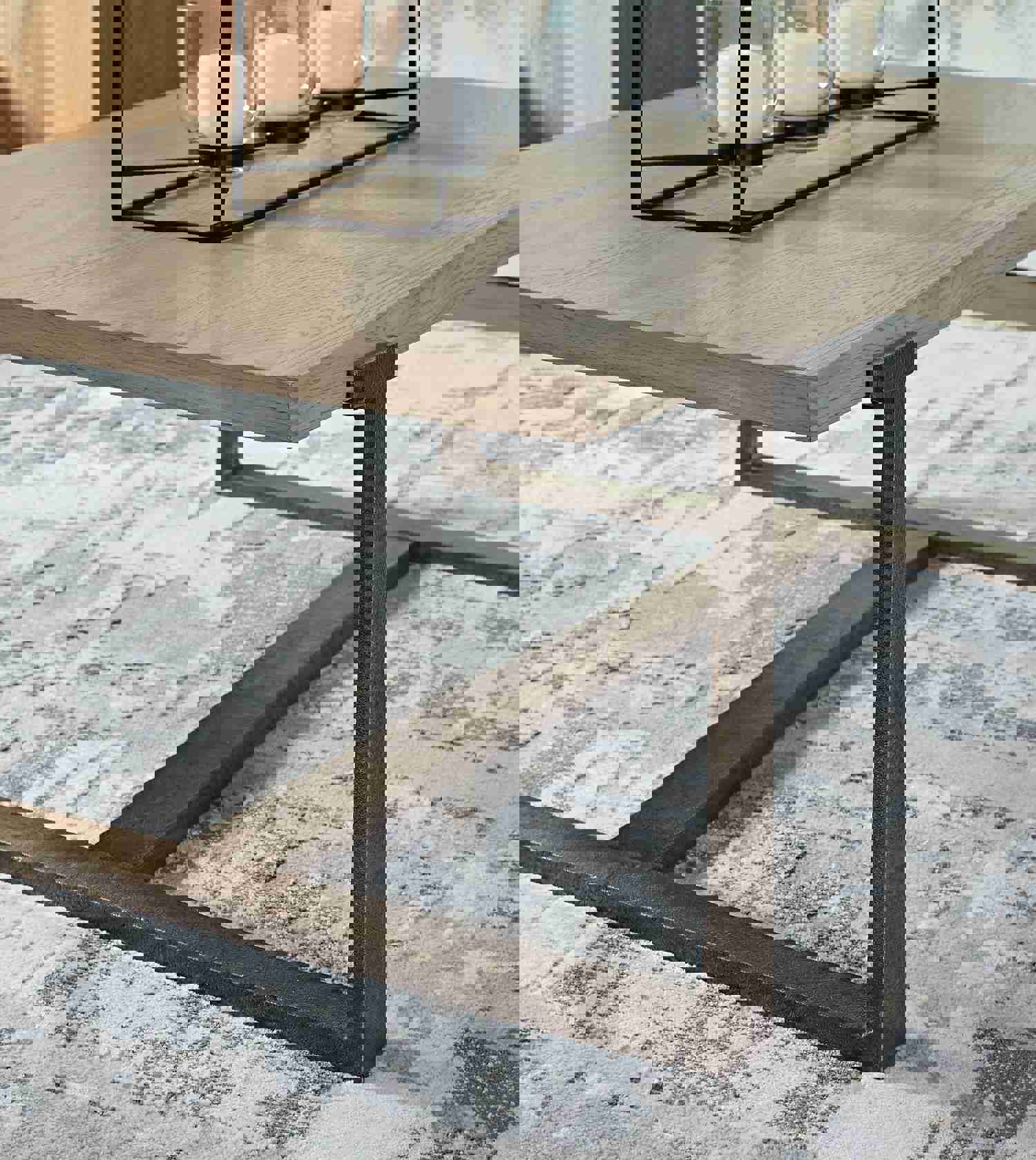 Dalenville Rectangular Cocktail Table - Industrial Oak Veneer Coffee Table