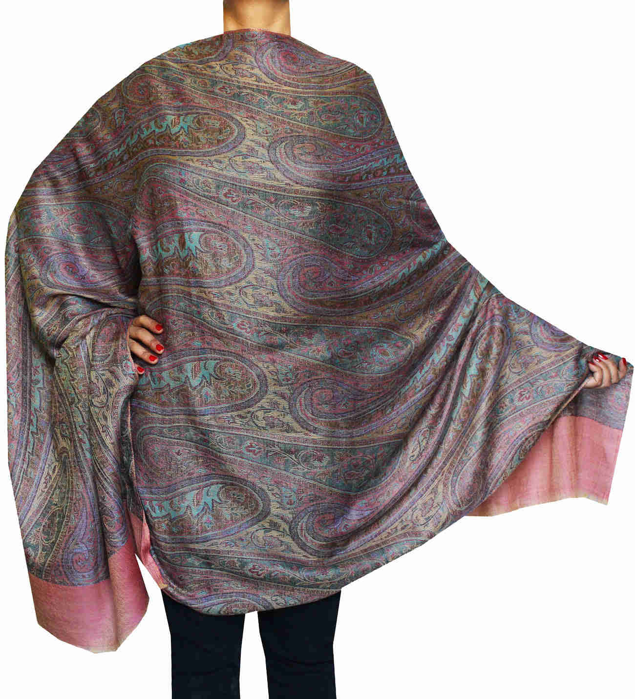 Paisley Women's Wool Shawl Scarves - Handwoven Kashmir Shawl (82 x 42 inches)