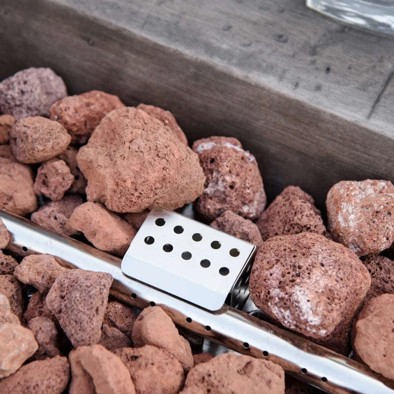 Outsunny 48 Inch Outdoor Propane Gas Fire Pit Table with Auto-Ignition and Rain Cover