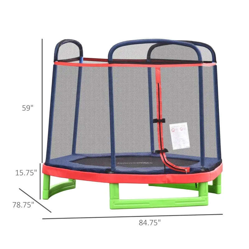 Outsunny 7FT Kids Trampoline with Safety Net - Durable Indoor/Outdoor Bouncer for Fun Exercise