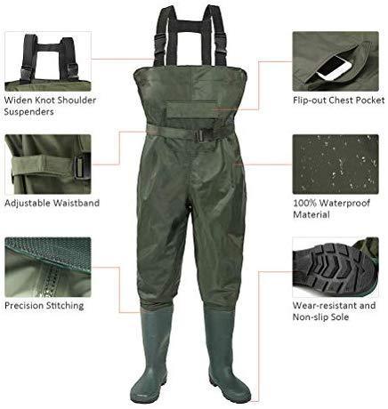 Kingdom Chest Waders Waterproof - Hunting & Fishing Waders with Neoprene Boots
