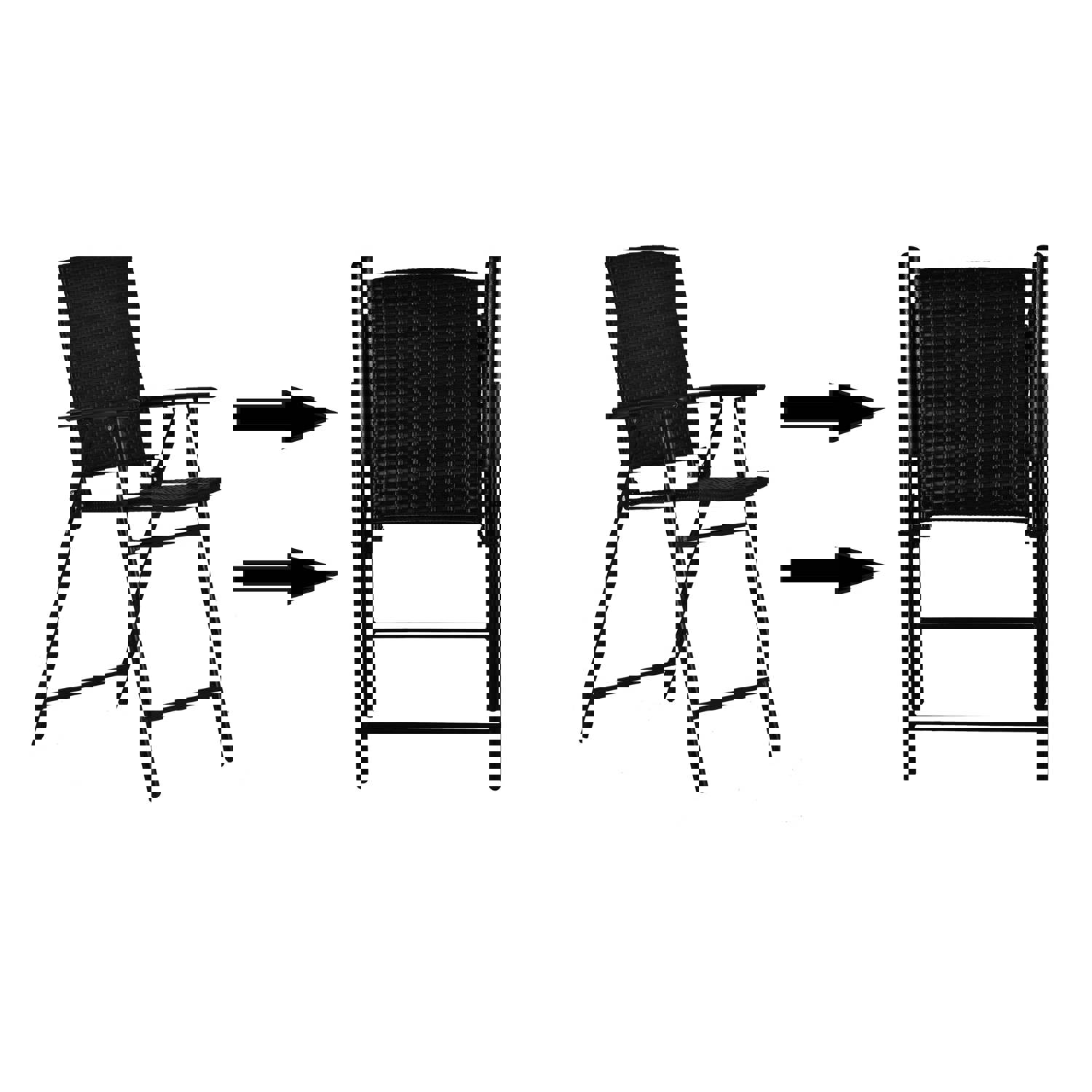 TOPMAX Outdoor Patio PE Wicker 5-Piece Counter Height Dining Table Set with Umbrella Hole and 4 Foldable Chairs, Brown