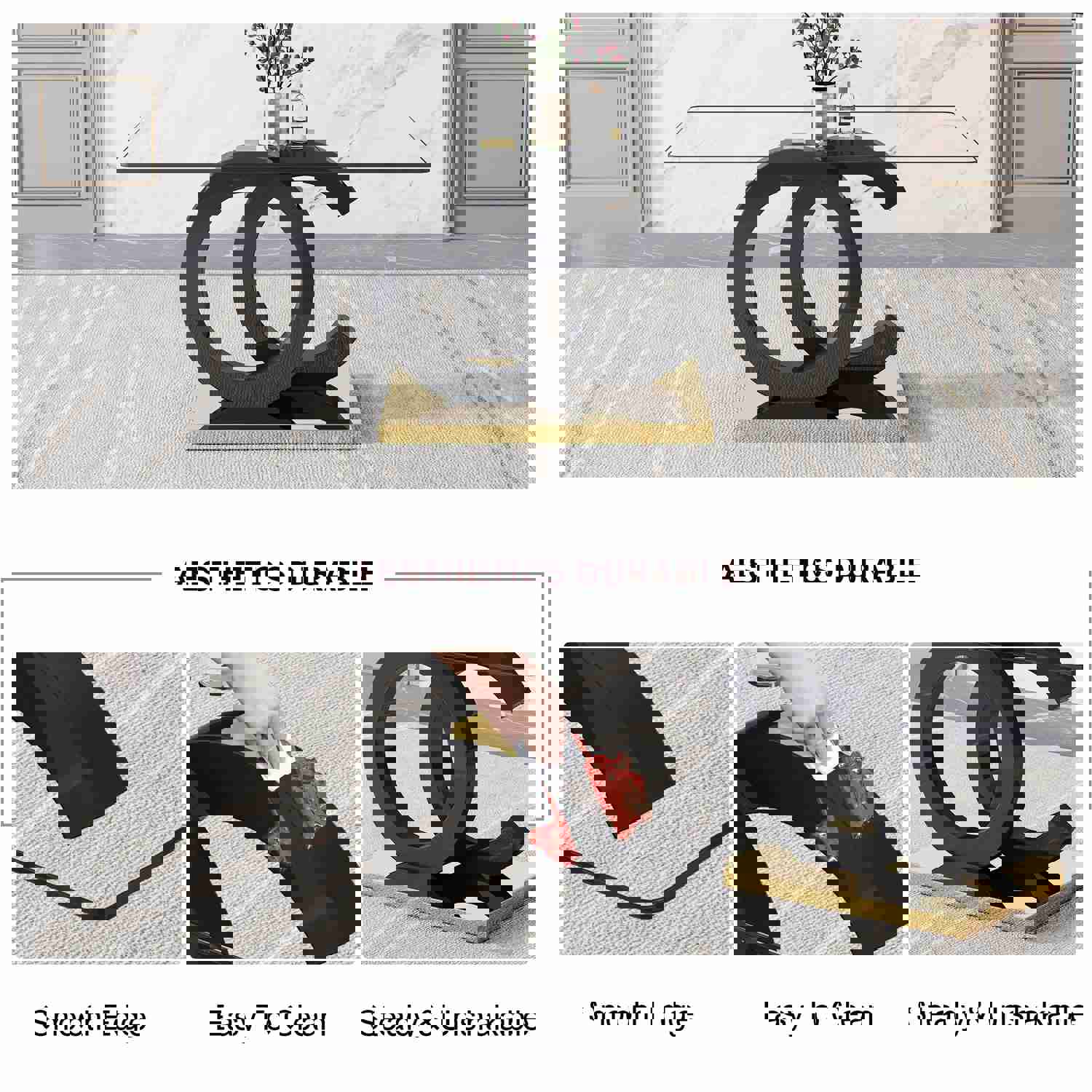 Large Modern Minimalist Rectangular Glass Dining Table for 6-8 People