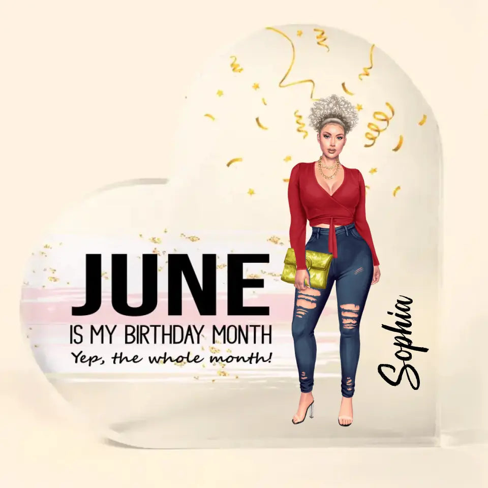 Custom Shape Acrylic Plaque - Personalized Birthday Gift for June Queen