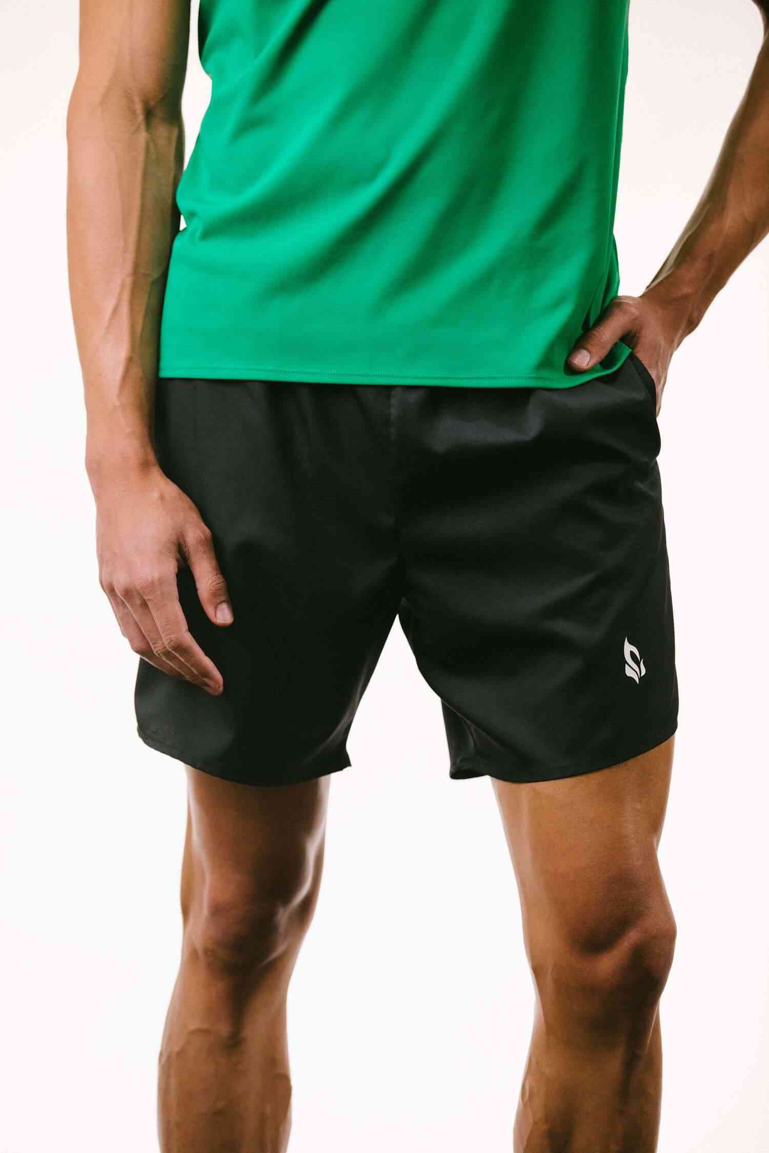 Black Sustainable & Ethical Fashion Fitness Shorts with Moisture-Wicking Fabric