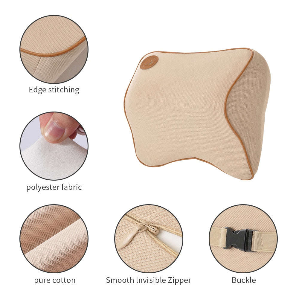 Car Headrest Neck Pillow - Memory Foam Support for Long Drives