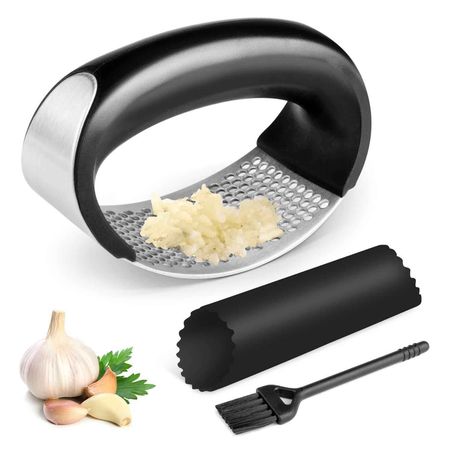 Rhodesy Stainless Steel Garlic Press Rocker - Easy Crush & Mince Kitchen Gadget