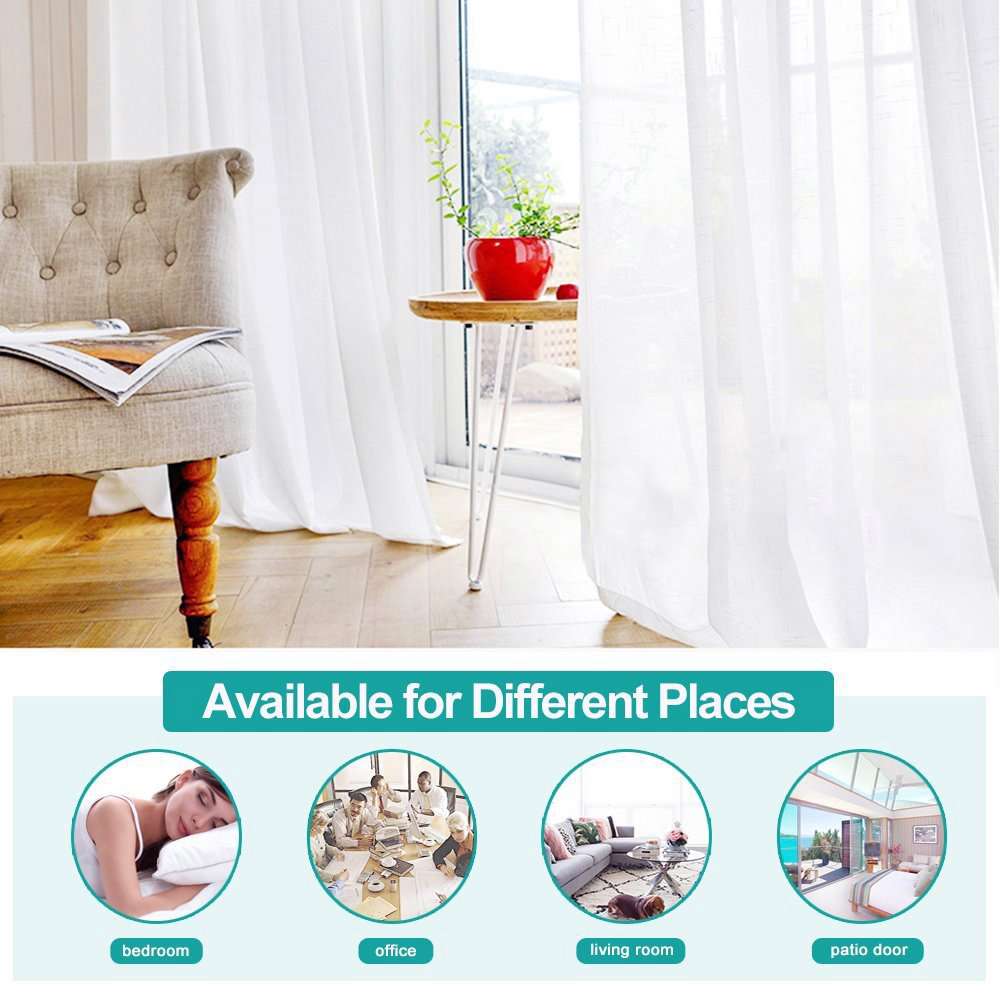 1 Pair Sheer Linen Textured Look Drapes for Sliding Doors and Windows